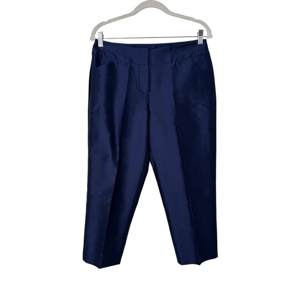 Talbots Navy Blue Silk Cropped Pants The Grace Fit